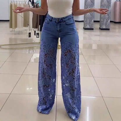 y2k lace flower jeans|etherealforher.com/
