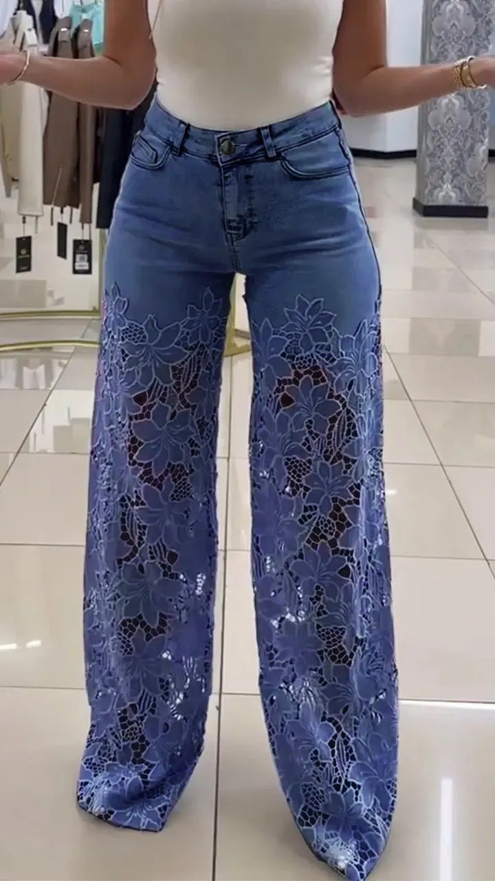 y2k lace flower jeans|etherealforher.com/