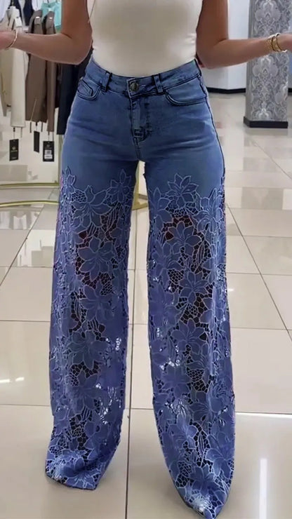 y2k lace flower jeans|etherealforher.com/