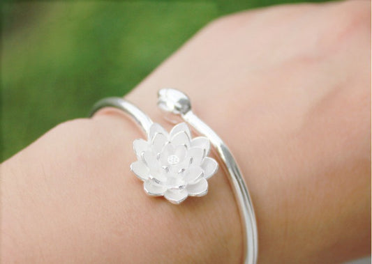 snow lotus silver bracelet|etherealforher.com/